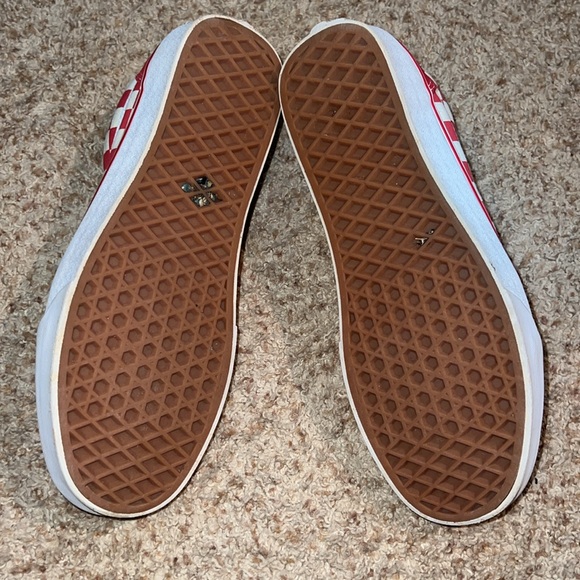 Vans Old Skool Red Canvas Suede Checkered Lace-Up Sneakers Skater Shoes - Picture 5 of 7